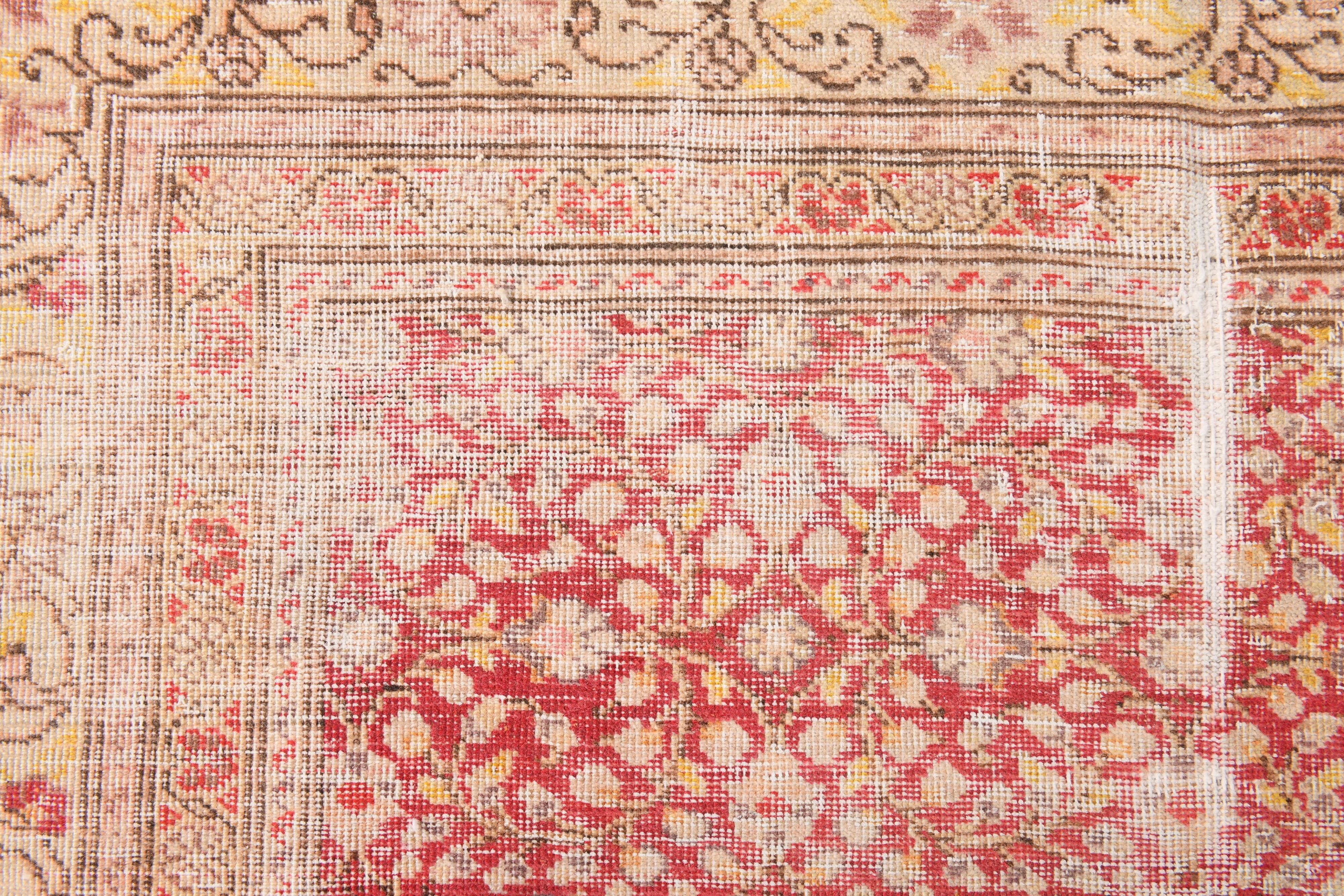 7x9 Red & Yellow Floral Persian Vintage Rug, 206x290Cm