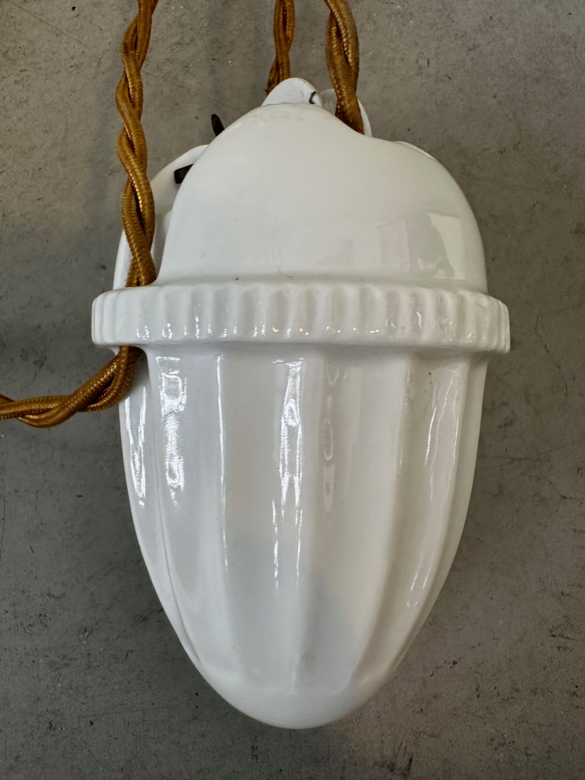 Antique adjustable pendant lamp – opaline and porcelain