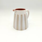 100% Handmade Two-Tone Striped Ceramic Pitcher