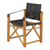 fauteuil safari en chêne et cuir