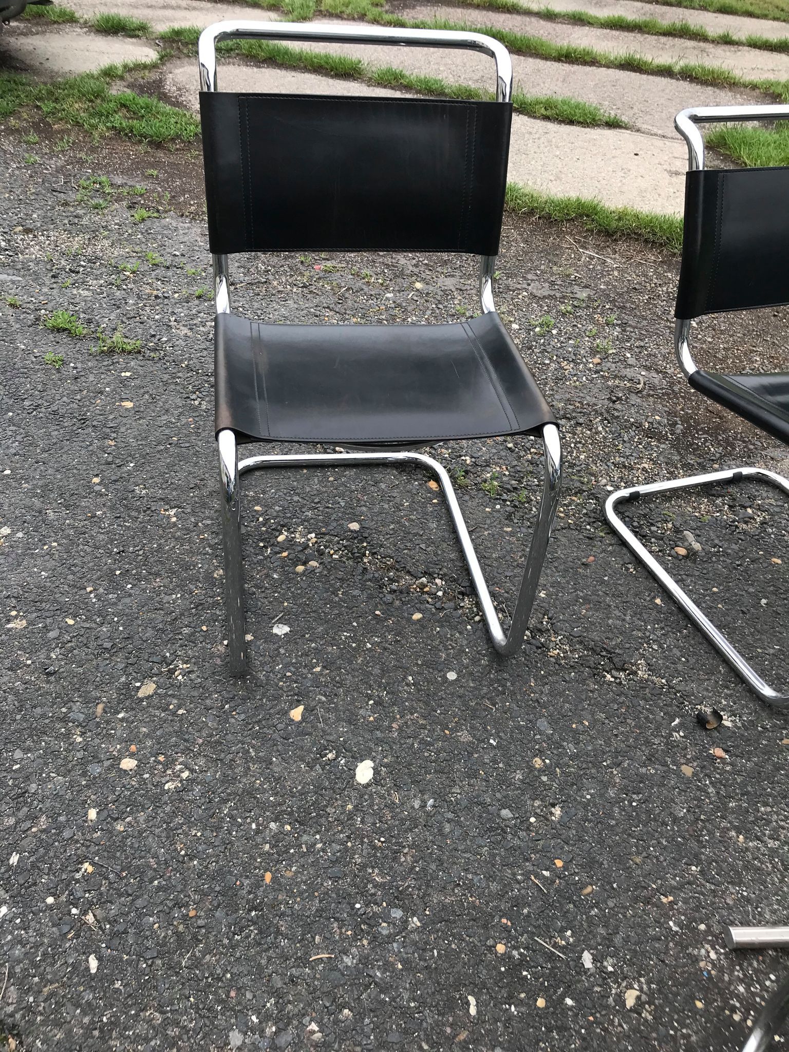 Table et chaises style bauhaus italien chrome & fumé années 1960