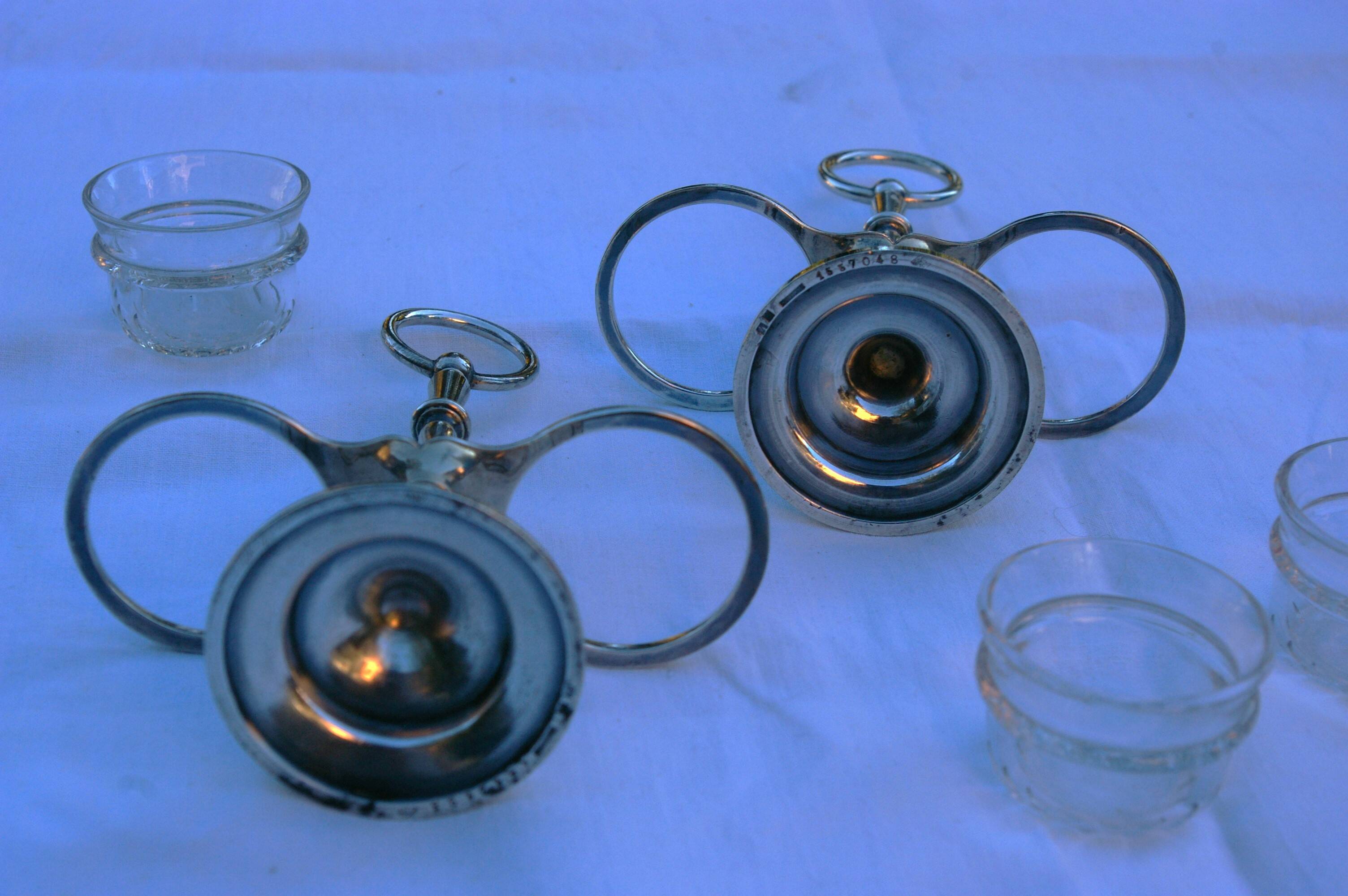 Paire de Salières Salerons  Christofle Métal argenté et Cristal taillé