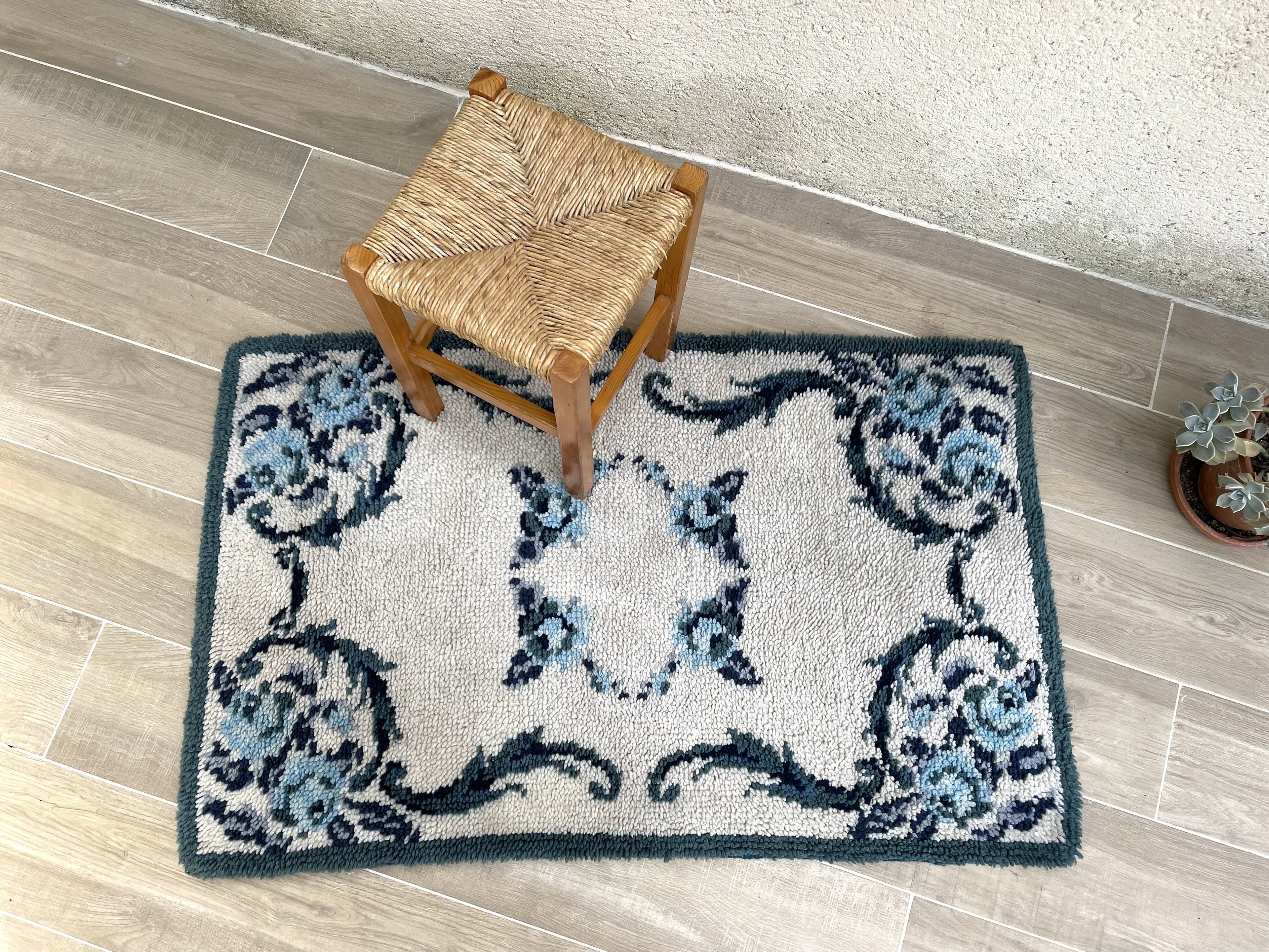 Bohemian pure wool blue rug 125x78cm