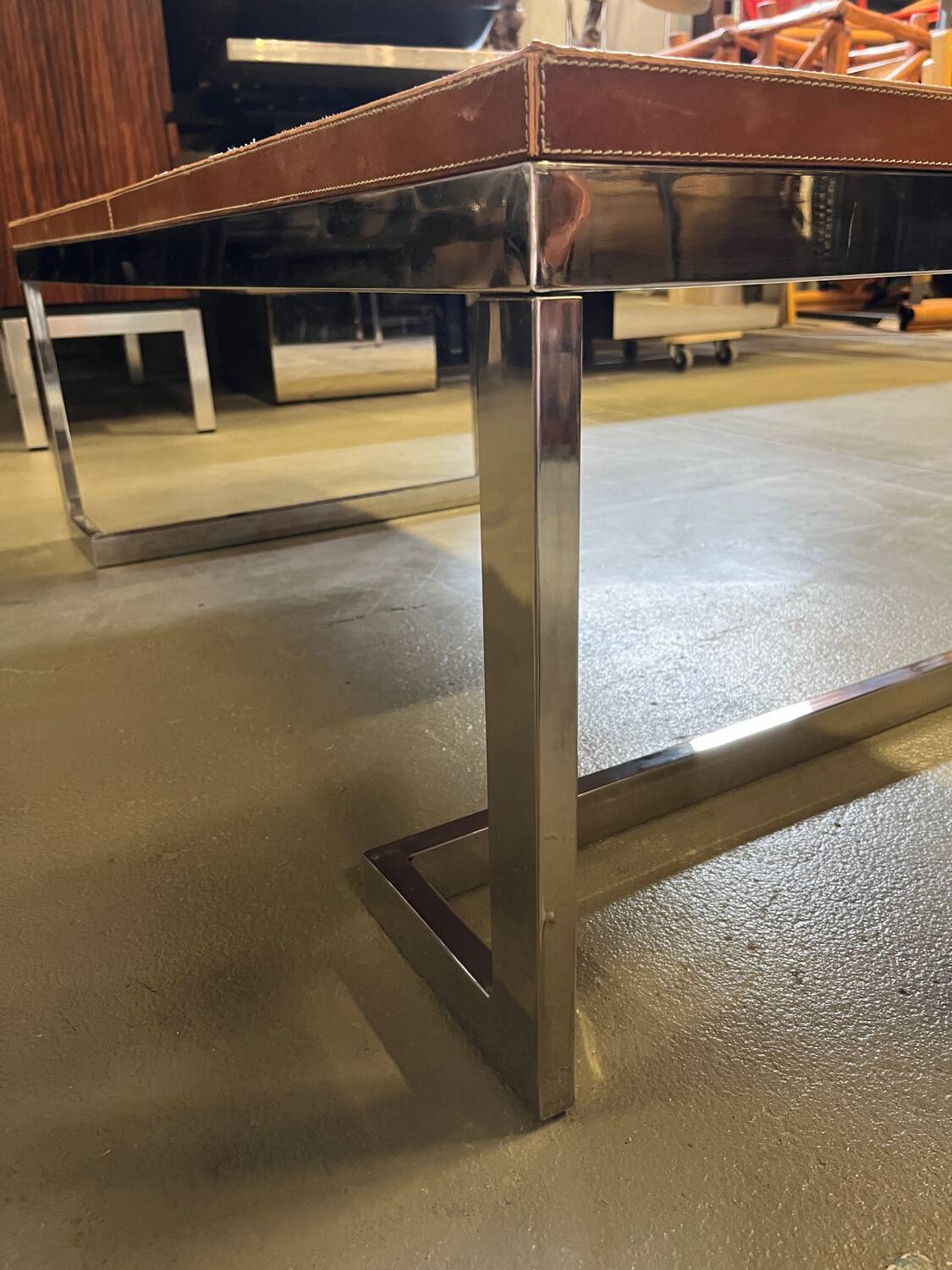 Leather and chrome coffee table, 1970s