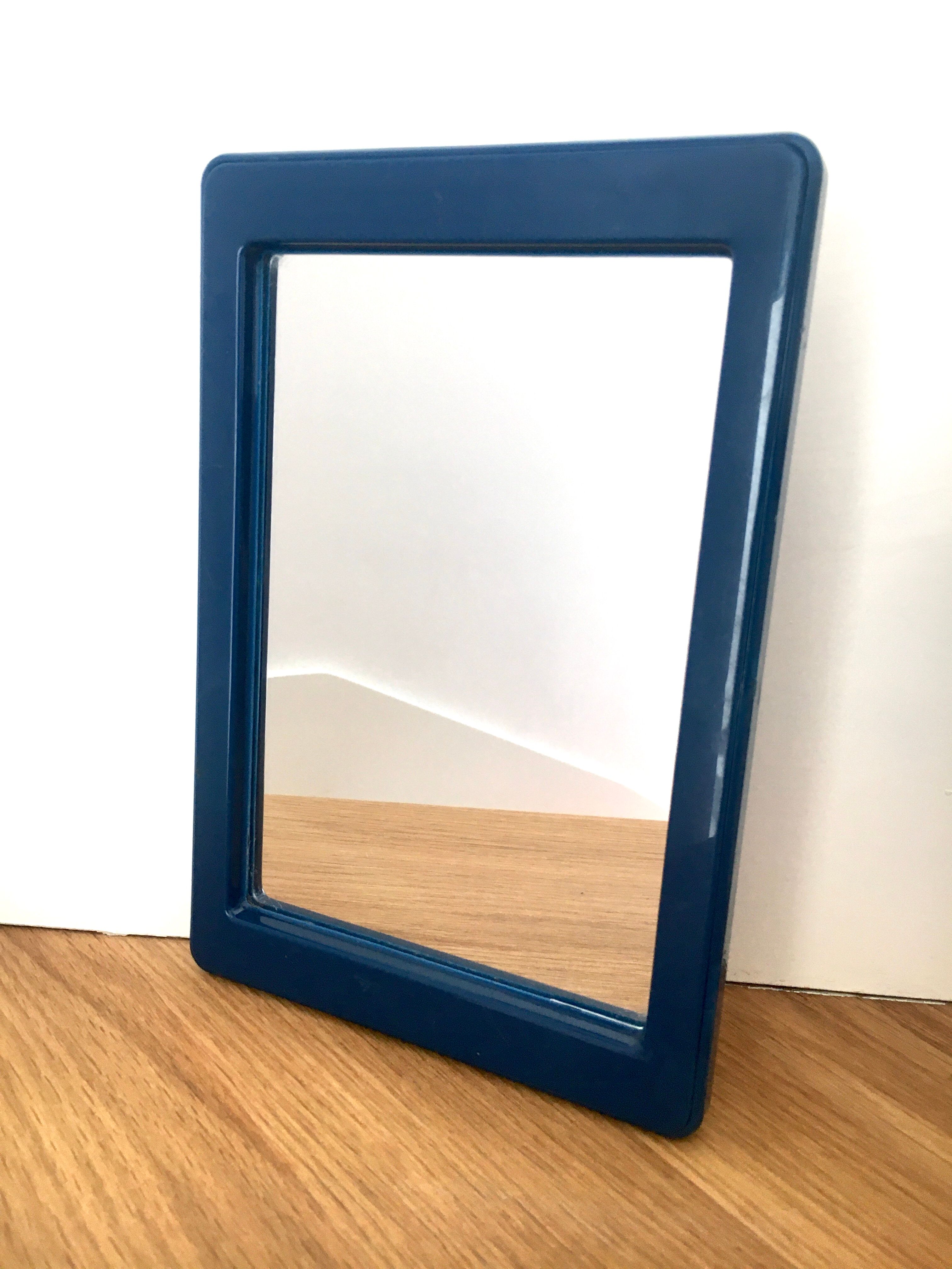 80s hand mirror navy blue frame