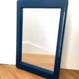 Miroir à mains années 80 cadre bleu marine 22x15cm
