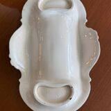 Old Longchamps plate Terre de Fer – Model 1428 – Floral decoration & asparagus in relief – 39 x 23 cm