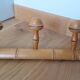 Porte manteau mural en bois façon bambou à 3 patères forme champignon