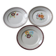 3 dessert plates earthenware Salins France hand-painted