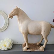 Grand cheval de style Tang en céramique craquelée  40 cm