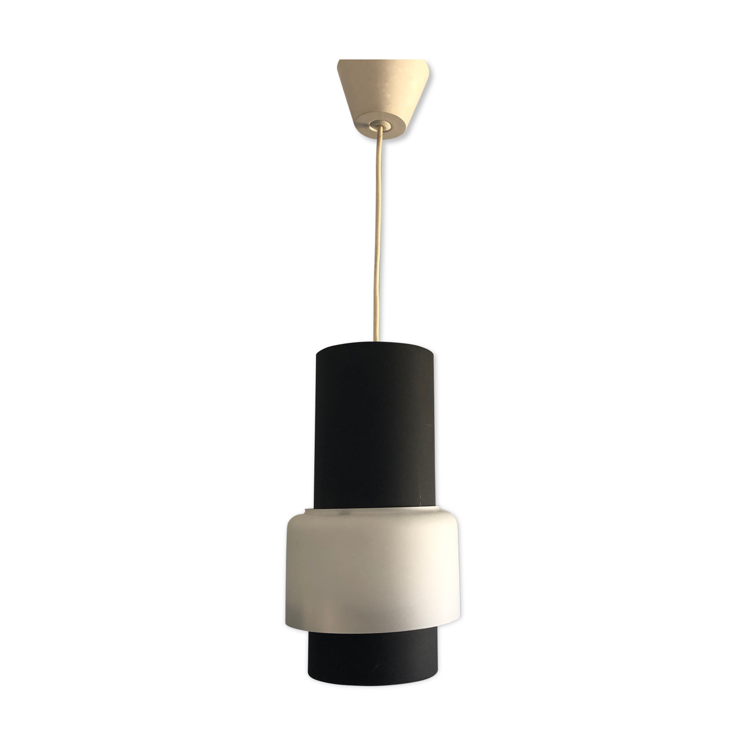 Vintage pendant lamp 1950 Louis Kalff Philips opaline - 33 cm