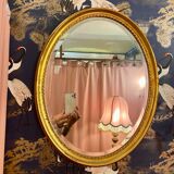 Miroir Deknudt ovale cadre doré.