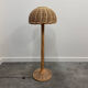 Large French rattan floor lamp, mushroom shade, vintage wicker standing lamp