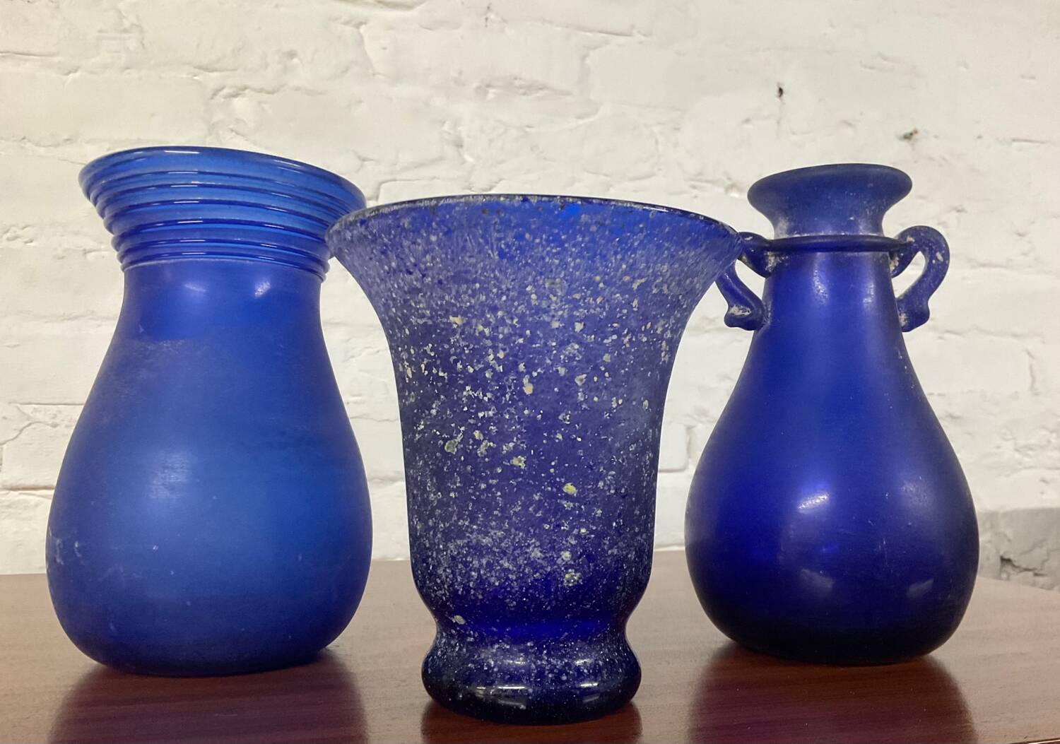 Series of 3 Murano “Scavo” vases in glass paste from the 60s and 70s