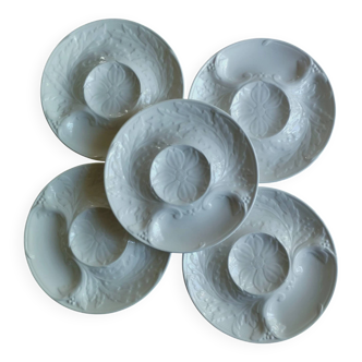 5 artichoke plates in white faience from Gien