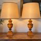 Pair of large Le Dauphin Verdennes lamps made of turned wood from the 1970s.