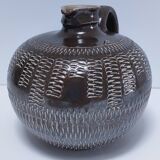 Vintage scarified glazed stoneware pitcher
