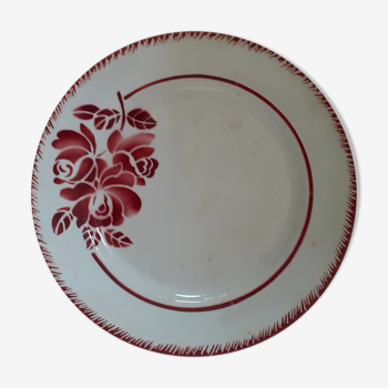 Lot de 2 assiettes plates vintage , à fleurs rouges