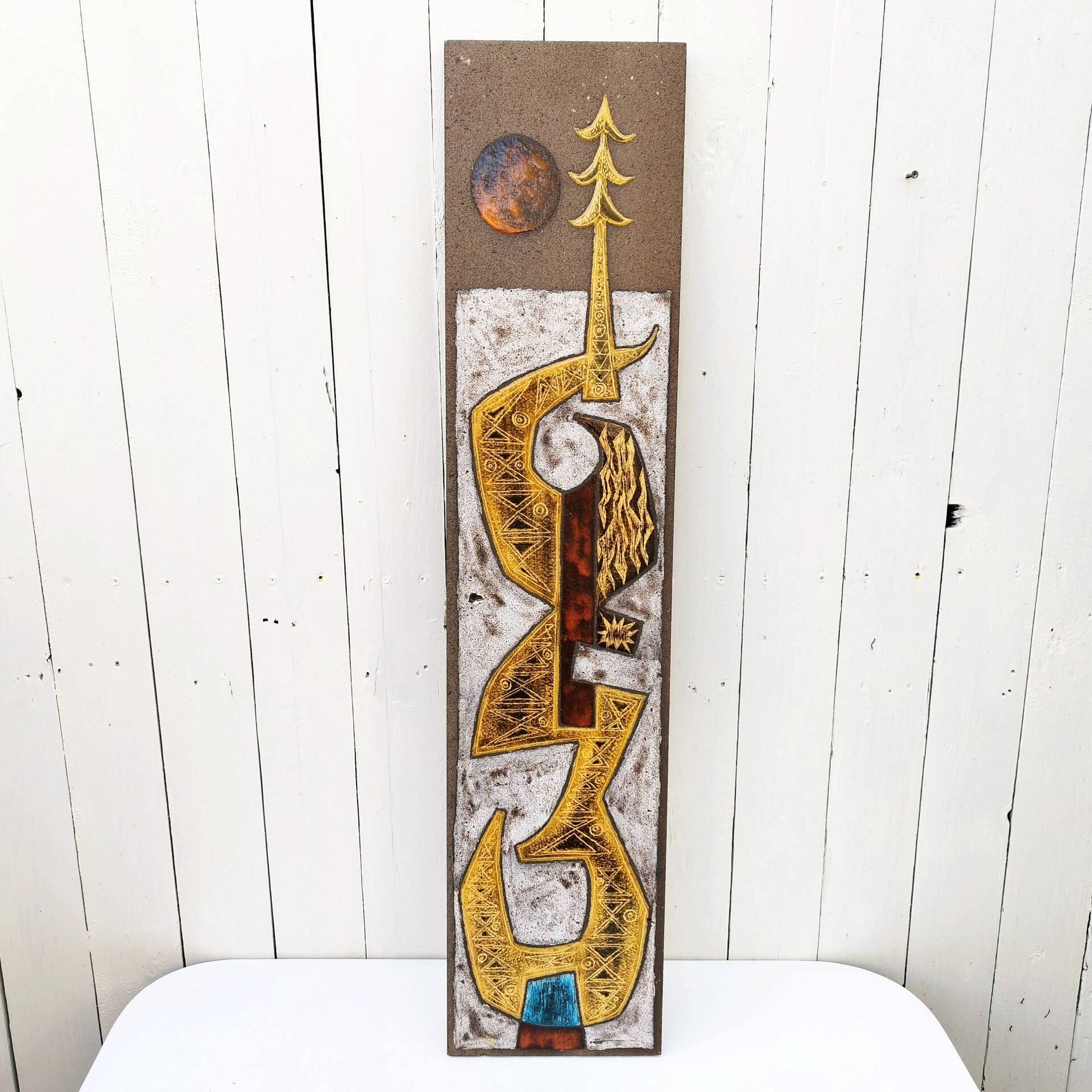 Enamelled ceramic plate abstract decoration Jean Jaffeux