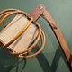 Vintage accordion wall lamp in wood, rattan and fabric