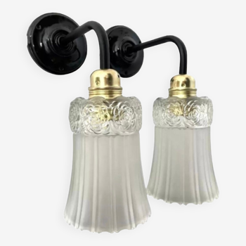 Set of two wall lamps and an art deco base
