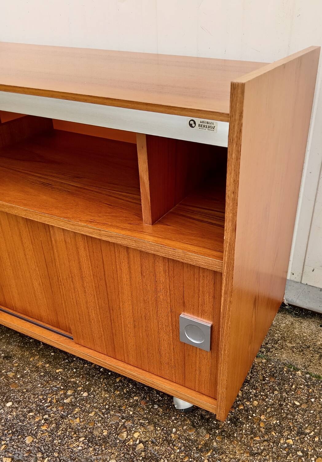 Vintage teak hifi cabinet by Berlioz 1970