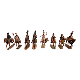 Set of 8 Delprado riders in painted lead