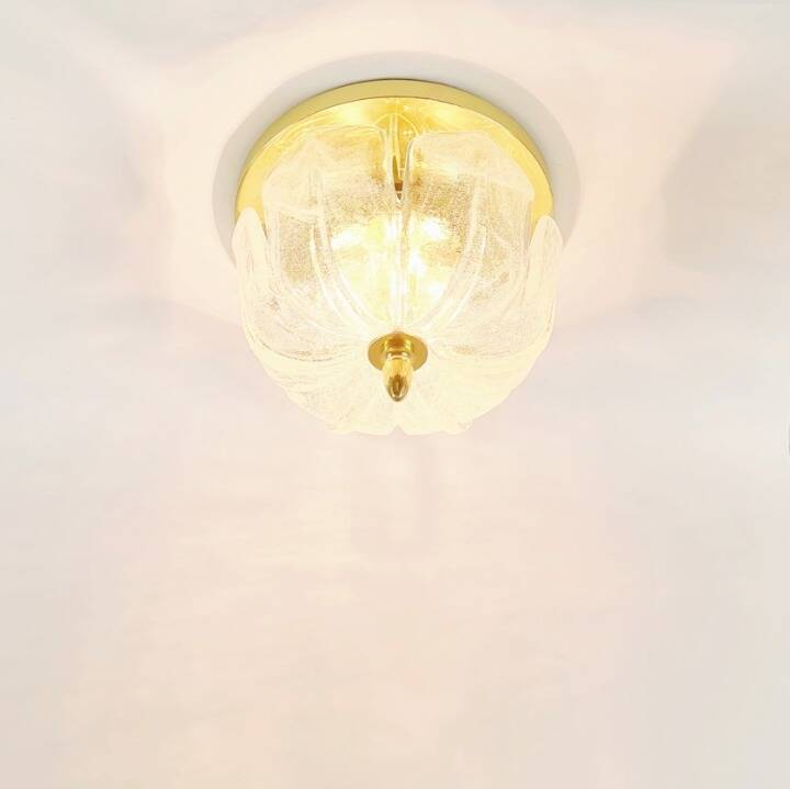 Flower shaped brass & glass flush mount from limburg, germany, 1960s