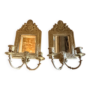 Paire de miroirs-bougeoirs
