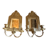 Paire de miroirs-bougeoirs anciens style Louis XVI / Napoléon III
