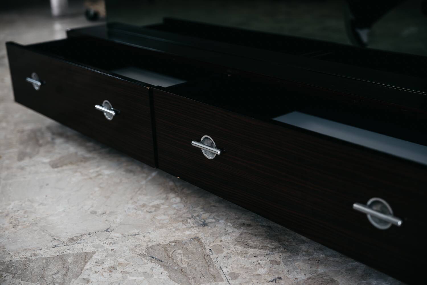 Comò Cassettiera In Ebano Macassar E Specchio Cubic Design Modern 70