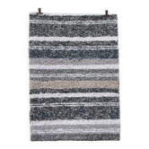Tapis artisanal tissé main en coton recyclé - Gris et blanc