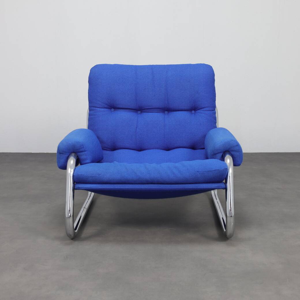 Chrome Tubular Frame Lounge Chair, 1970s