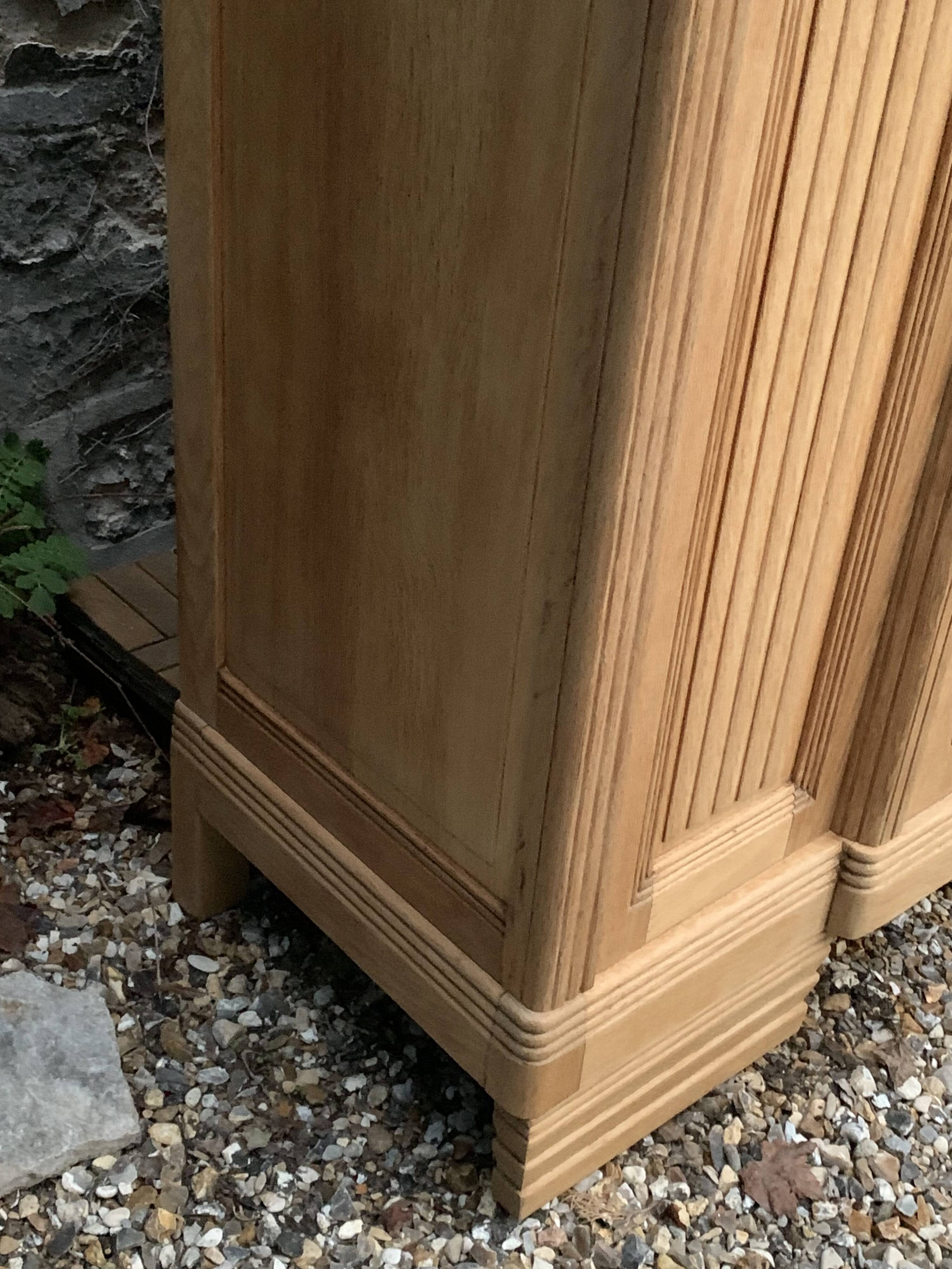 Parisian Art Deco style wardrobe in solid raw oak, 1950