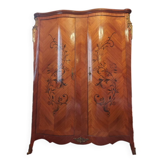 Rosewood & Marquetry Louis XV Style Wardrobe