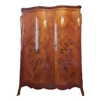 Armoire Bois de Rose & Marqueterie style Louis XV