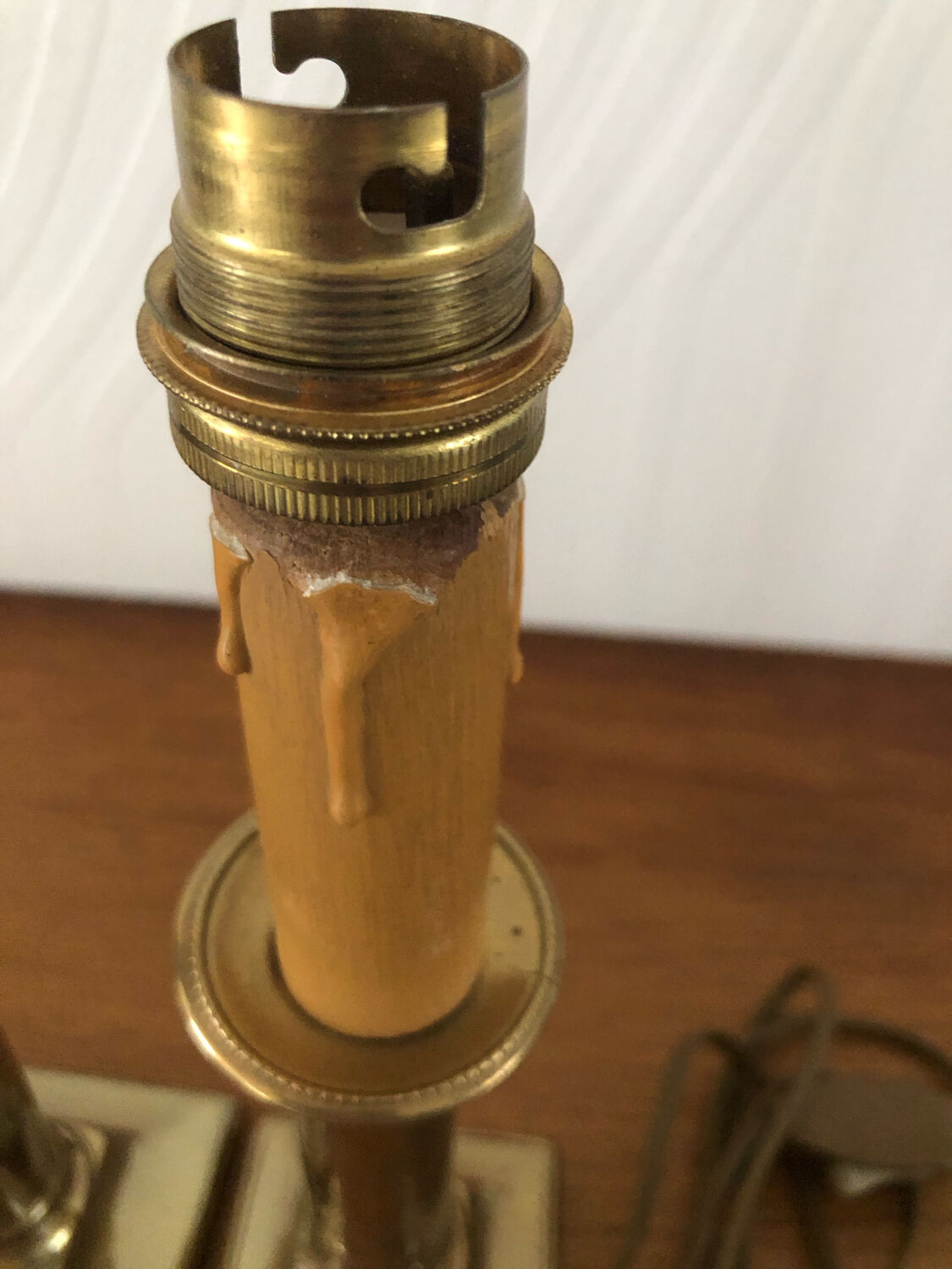 2 old brass candlestick lamp bases