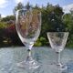 Ensemble de 10 verres anciens à liqueur, 4 verres à eau assortis, en verre ciselé