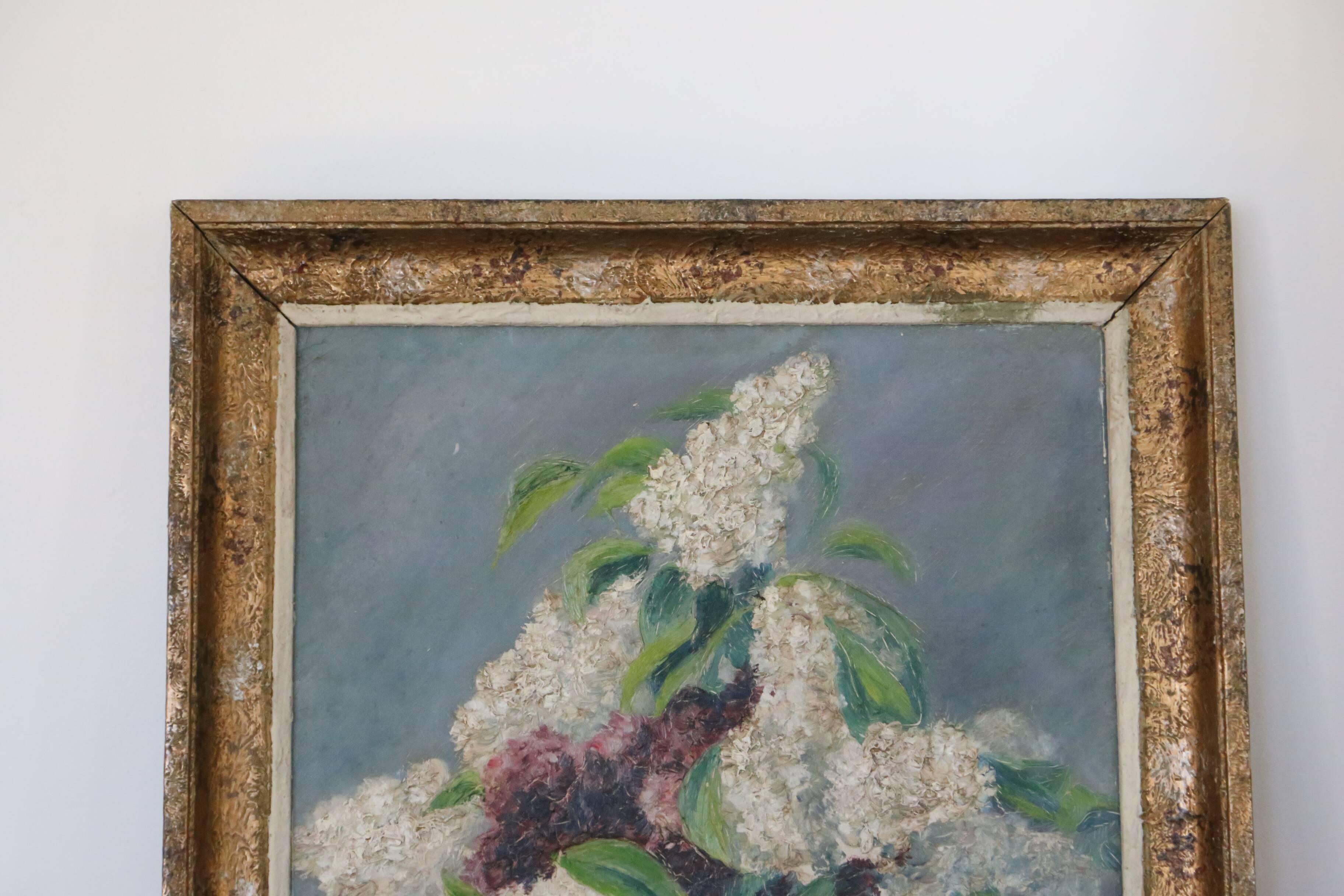 Oil painting, Lilac, still life, 1946