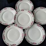 Set de 6 assiettes plates anciennes en porcelaine   Art Déco