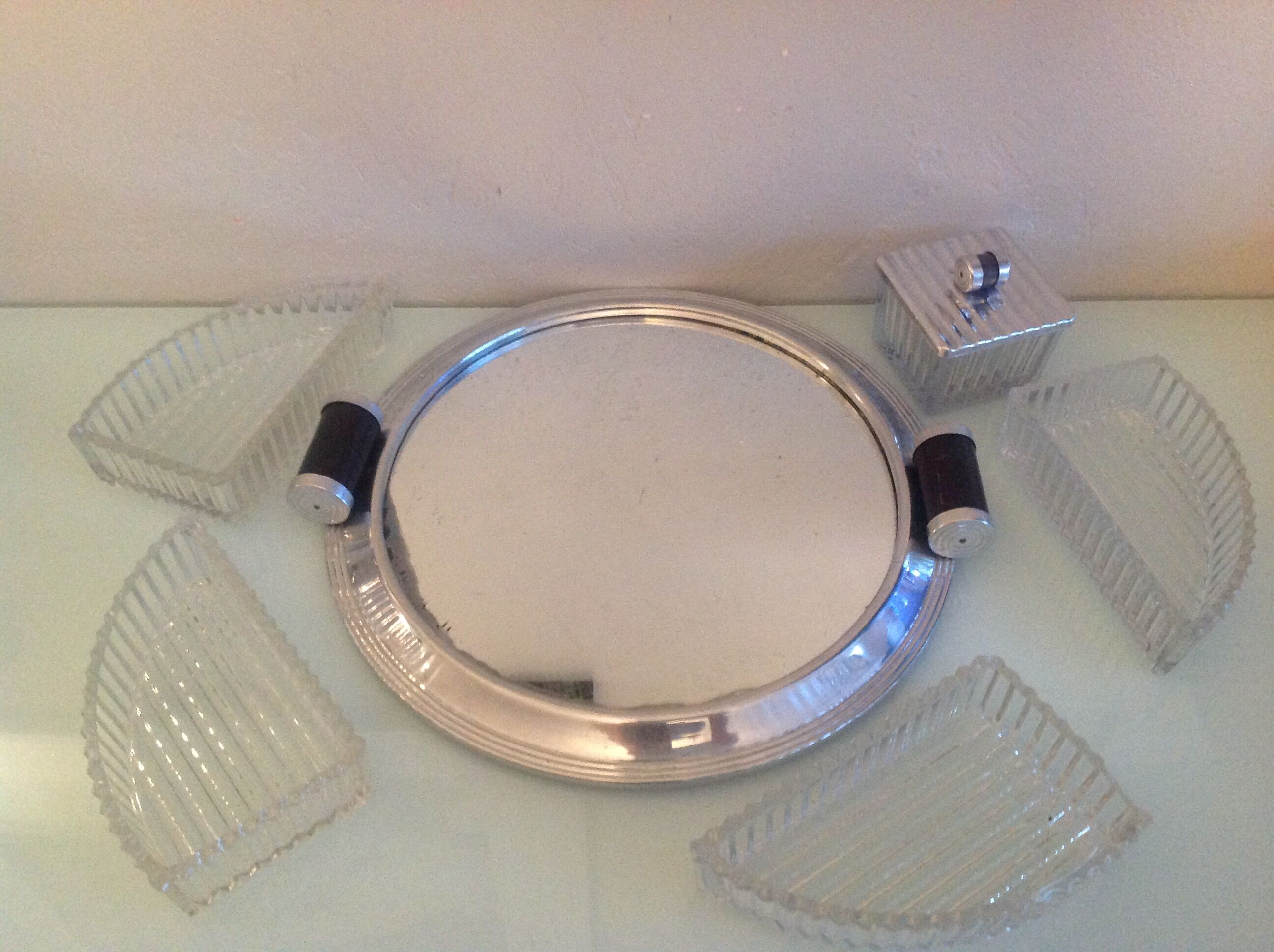Servant mirror tray by Durinox Oxydor art deco style / 30s-40s