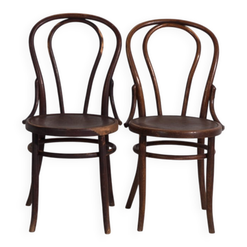 Paire de chaises anciennes en bois courbé de style Thonet – Europe centrale, vers 1900