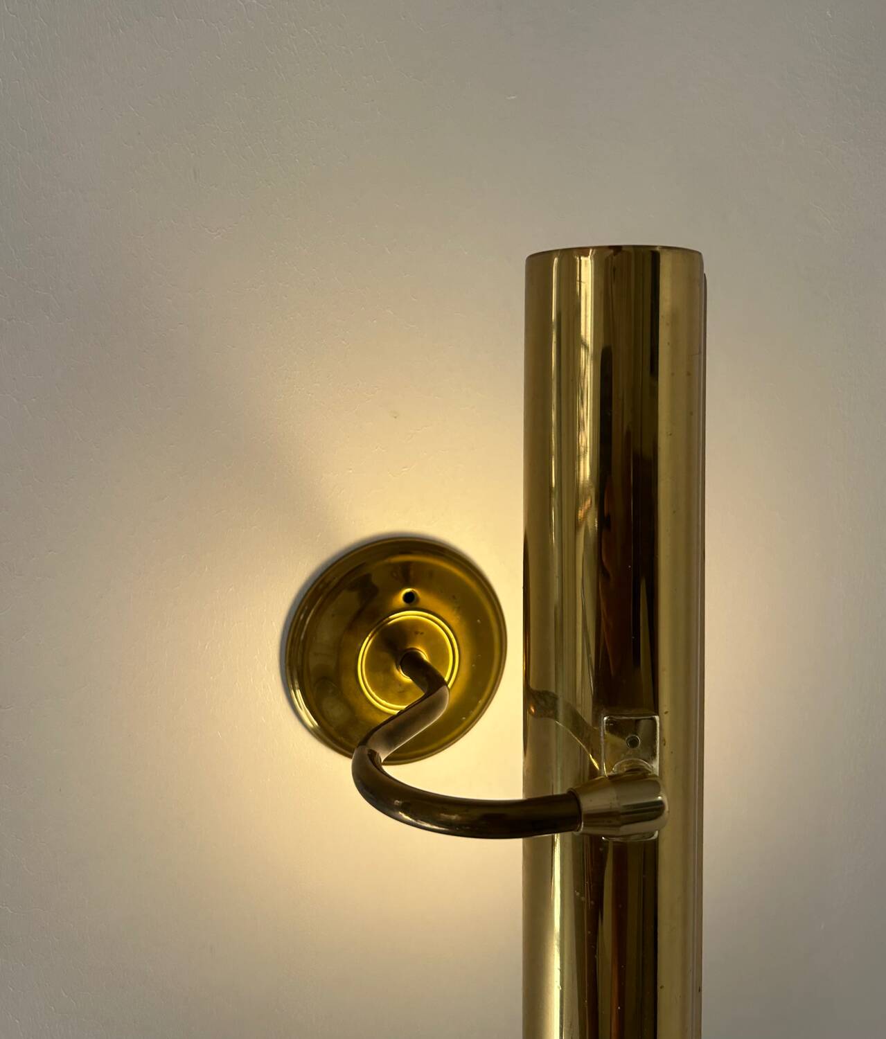 Pair of vintage XL adjustable brass wall lights, France 1970