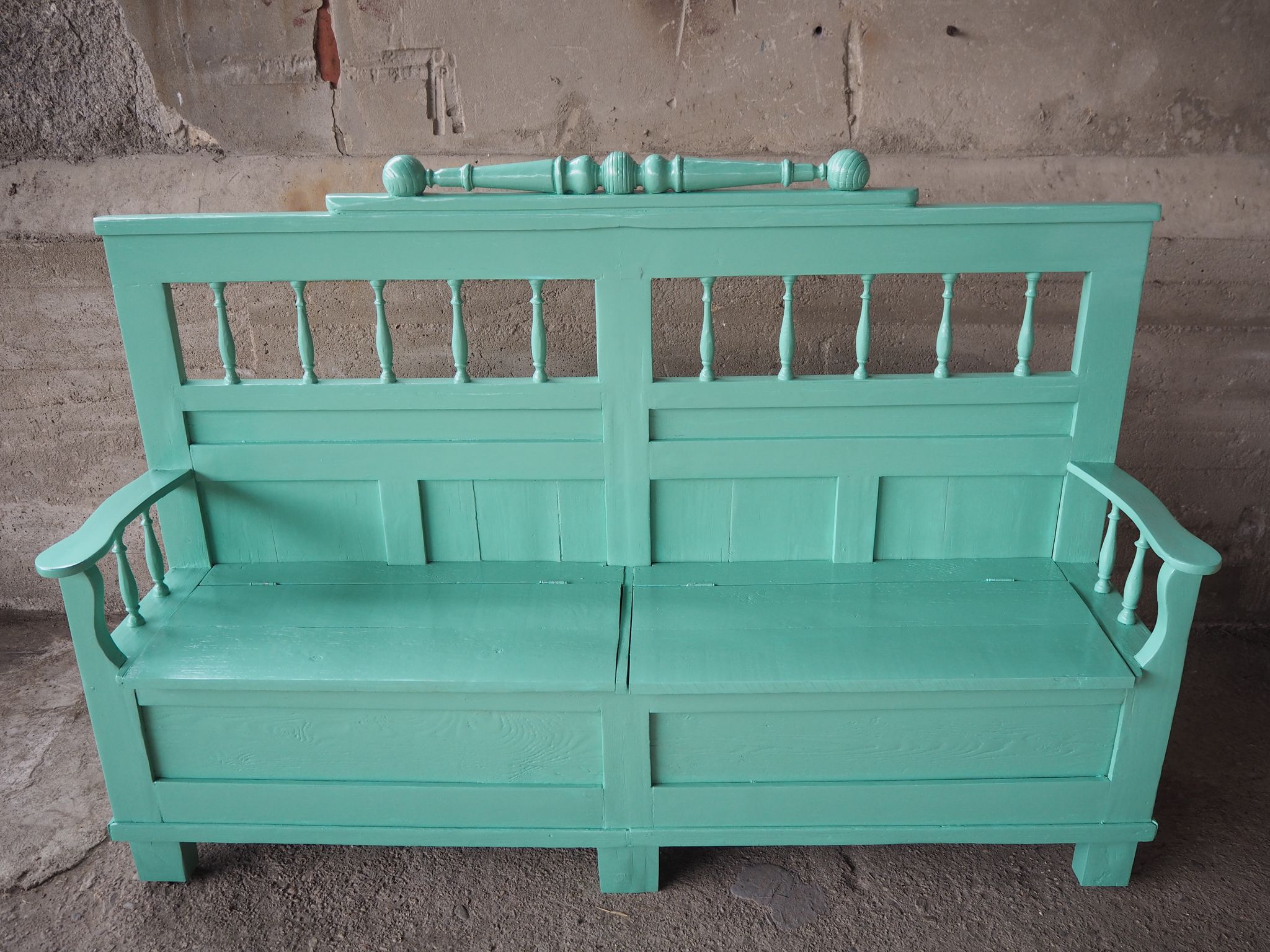 Banc en bois antique, années 1920