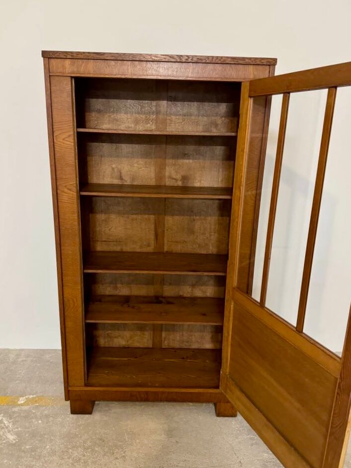 Small vintage art deco oak bookcase