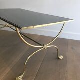 Neoclassical brass style coffee table with dolphin head decoration