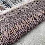 Vintage hand knotted rug with geometric patterns on a grey/beige/terracotta background 170 x 96 cm