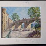Christian Xapella (1927-2021) - Oil on canvas - Landscape with a bridge, near Carcassonne