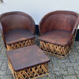Vintage Mexican Equipale chairs and table