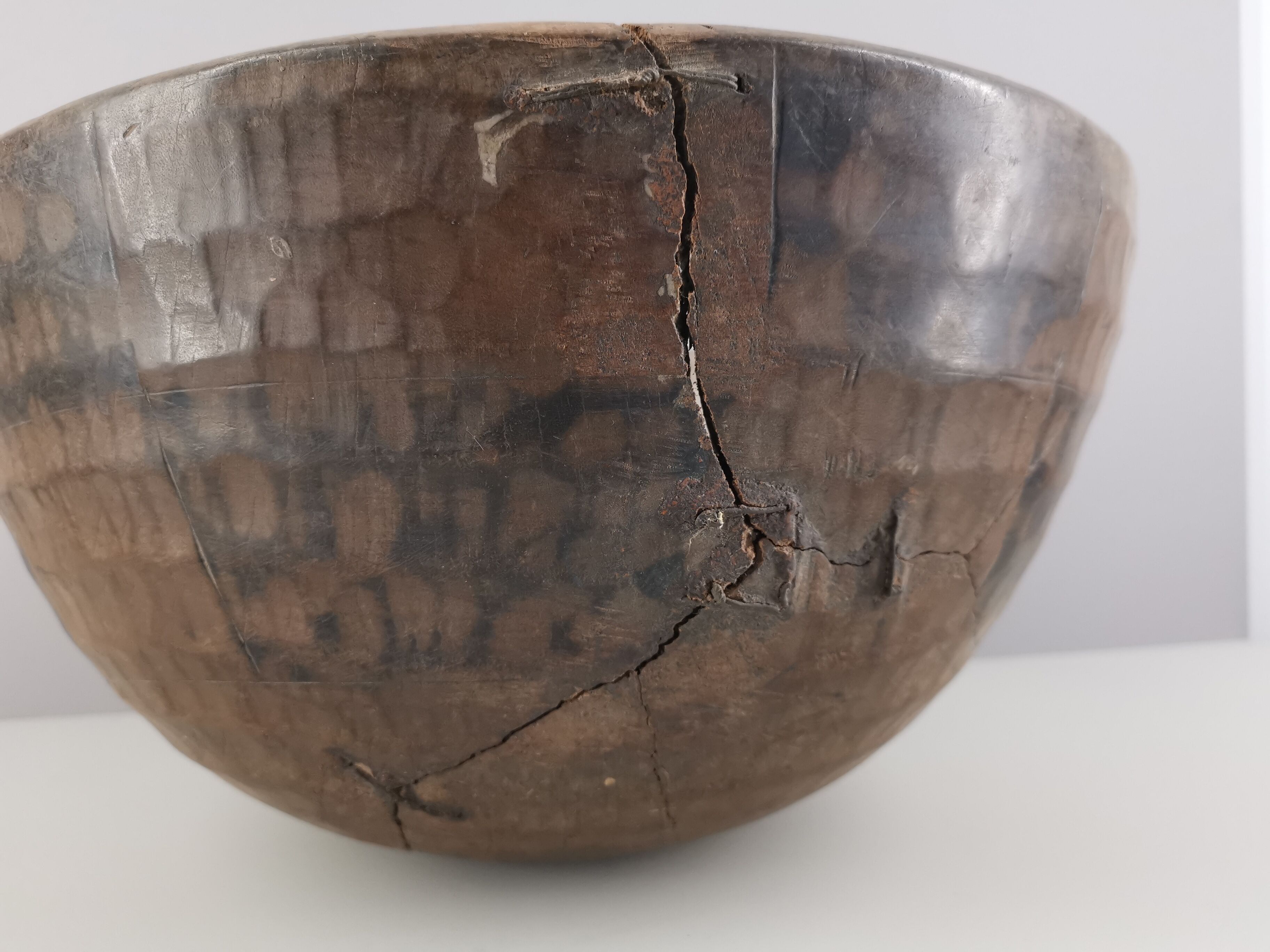 Ancient peulh calabash african art primitive arts vintage / africa / mid-century